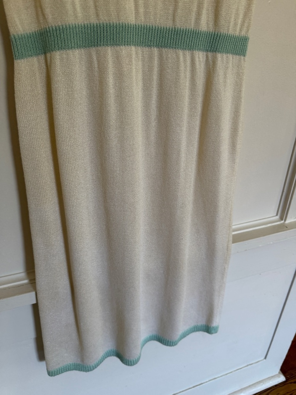 Laura by Alysia Cream Dress with Mint Trim Accents vintage - Picture 5 of 6